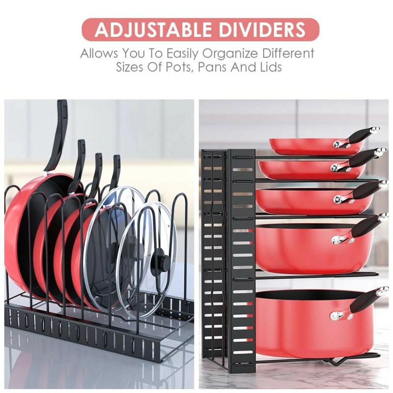 MUDEELA Pan Organizer Rack for Cabinet, Pot Rack with 3