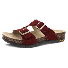 Dansko Dayna Double Buckle, Slip-On Sandal for Women - Cushioned Cork Midsole for Comfort and Shock Absorption - Vibram ECOSTEP EVO Rubber Outsole for Long-Lasting Wear Cinnabar 7.5-8 M US