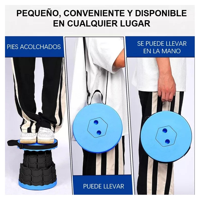 Banco Retráctil Silla Camping Plegable Antideslizante25x45cm