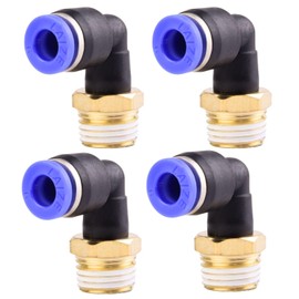 Pack of 4 6 mm 1/4 inch PT Pneumatic 90° Angle Plug Fittings with Male Thread Pneumatic Quick Couplings for Plug-In Hoses Push-in Compressed Air Connection