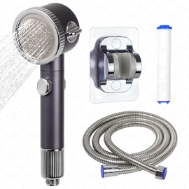 Duschkopf mit Filter, Hochdruck Handbrause mit 1,5M Schlauch, 3 Strahlarten Sparduschkopf für Entfernen vom harten Wasser,Duschbrause mit EIN/AUS-Schalter für Hartes Wasser,Rest-Chlor,Schwermetall