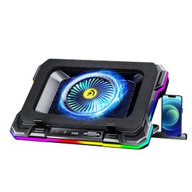 KeiBn Gaming Laptop Cooling Pad, Laptop Cooling Stand with 5.5inch Cooling Fan, Rapid Cooling Fan Laptop 15.6-19.3inch, Infinitely Variable Speed, 7 Height Stands, 2 USB Ports-K1 5V