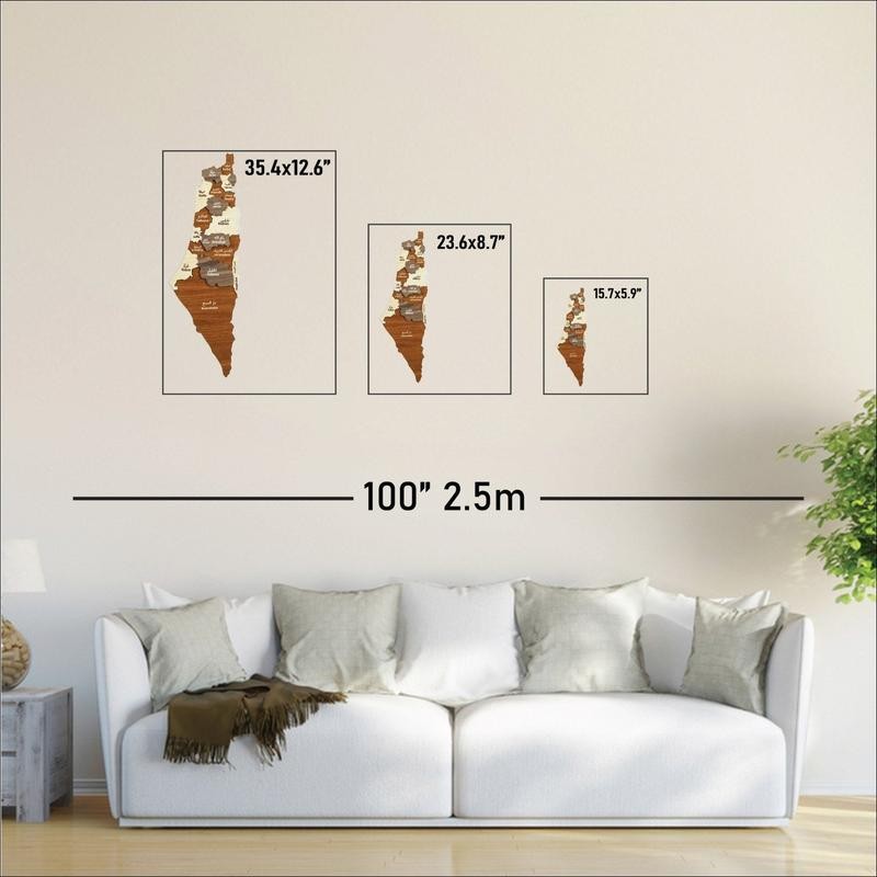 Palestine Wooden Wall Map Islamic Wall Art Decor - Size:
