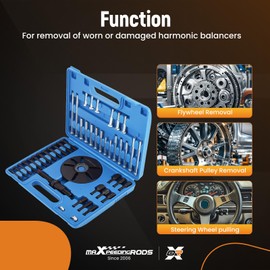 maXpeedingrods Harmonic Balancer Puller Kit, Harmonic Balancer Removal Install Tool Kit, Crankshaft Pulley Puller Removal Tool, Flywheel Gear Steering Wheel Puller Removal Pulling Set, 52 PCS