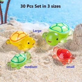 FOLANDO Mini Luminous Turtle Set, 30 Pieces, 3 Sizes, Miniature Tortoise Decoration, Glow in the Dark, Turtle Ornaments, Micro Landscape, Fluorescent Tortoise Figure, Garden, Aquarium Decoration