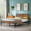 VECELO Queen Size Platform Bed Frame with Wooden Headboard,Sturdy Steel