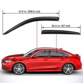 Lightronic Extra Durable Outside-Mount Auto Vent Window Visor, Fits 2022-2025 Honda Civic Sedan, UV Protection Rain Guard, Original Wind Deflector, No-Drill Easy Install, Dark Smoke, 4-Pcs