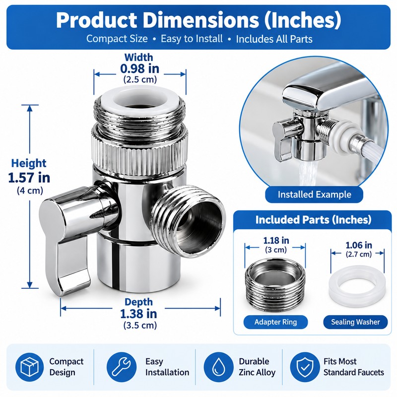 Faucet Splitter Adapter for Kitchen & Bathroom Sinks – Dual