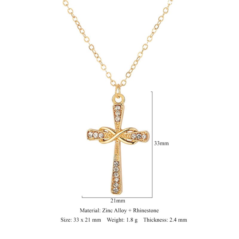 coadipress 14K Gold Plated Cubic Zirconia Cross Necklace for Women