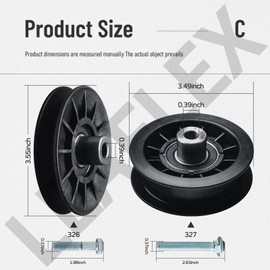 532194326 V-Groove Idler Pulley & 532194327 Flat Idler Pulley for Husqvarna 2042 LS, 2246 LS, 2346 XLS Tractors, Replacment 194326, 194327, 194327, 280-6630, 280-6590, 705080, 13179, 705079, 194326