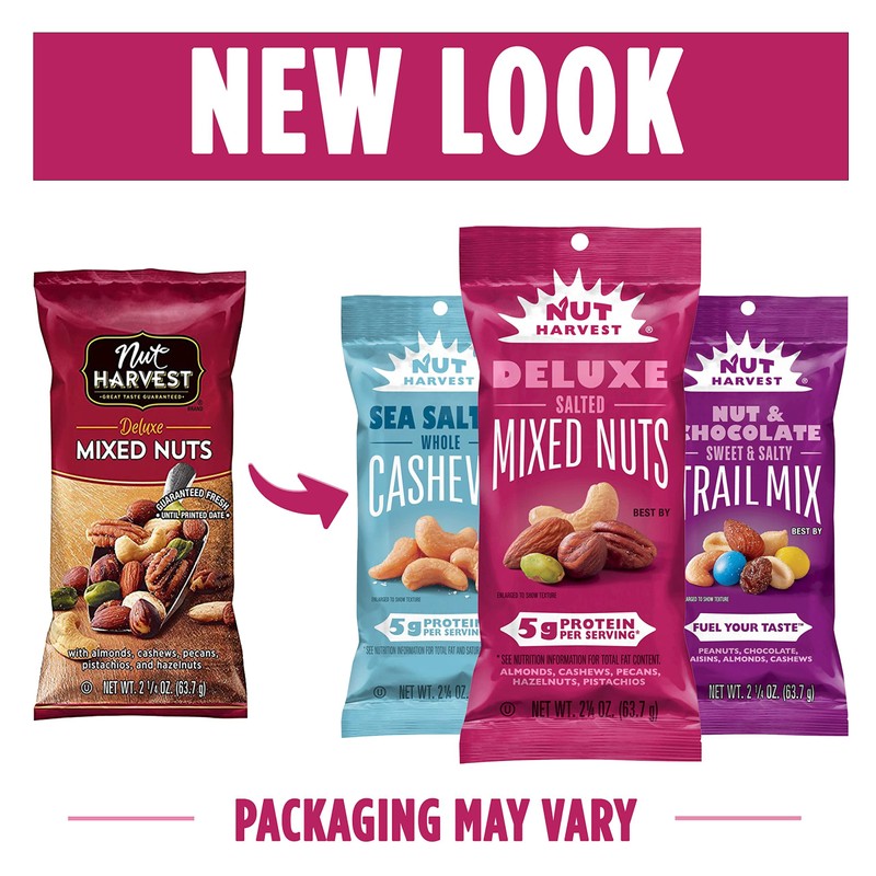 Nut Harvest, Sea Salted Whole Cashews, 2.25 Ounce (Pack of
