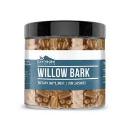 Earthborn Elements Willow Bark Extract (200 Capsules) Pure & Undiluted, No Additives