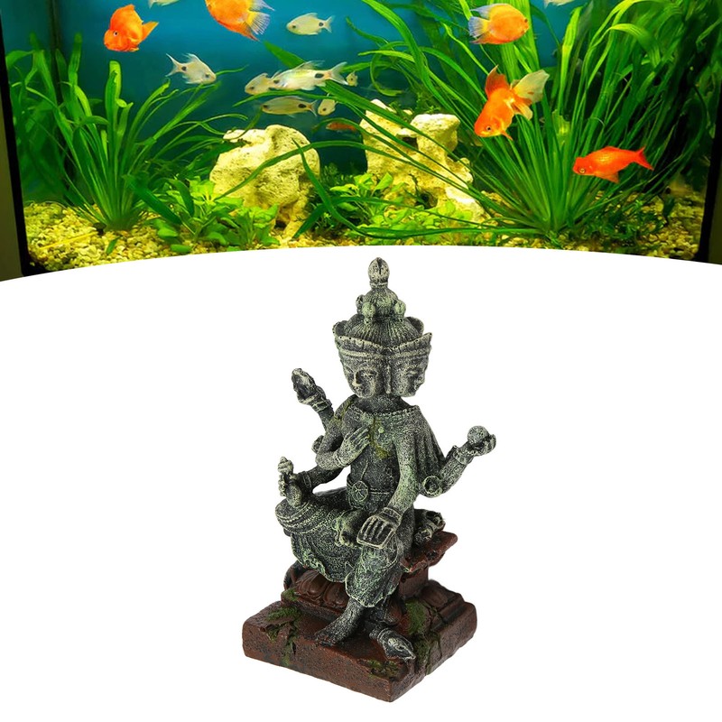Aquarium Buddha Statue Decoration Resin Aquascaping Fish Tank Meditating Buddha
