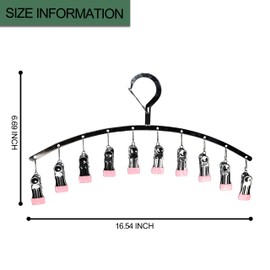 Legging Organizer for Closet,2 Pack Drying Rack with 20 Clips,Metal Yoga Pants Hangers,Windproof Clothes Hangers for Socks,Bras,Baby Clothes,Underwear-Space Saving,Indoor Outdoor Use (Pink)