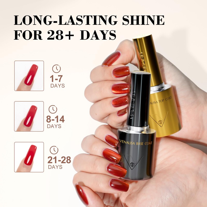 VENALISA 2 Pcs No Wipe Gel Top Coat and Base