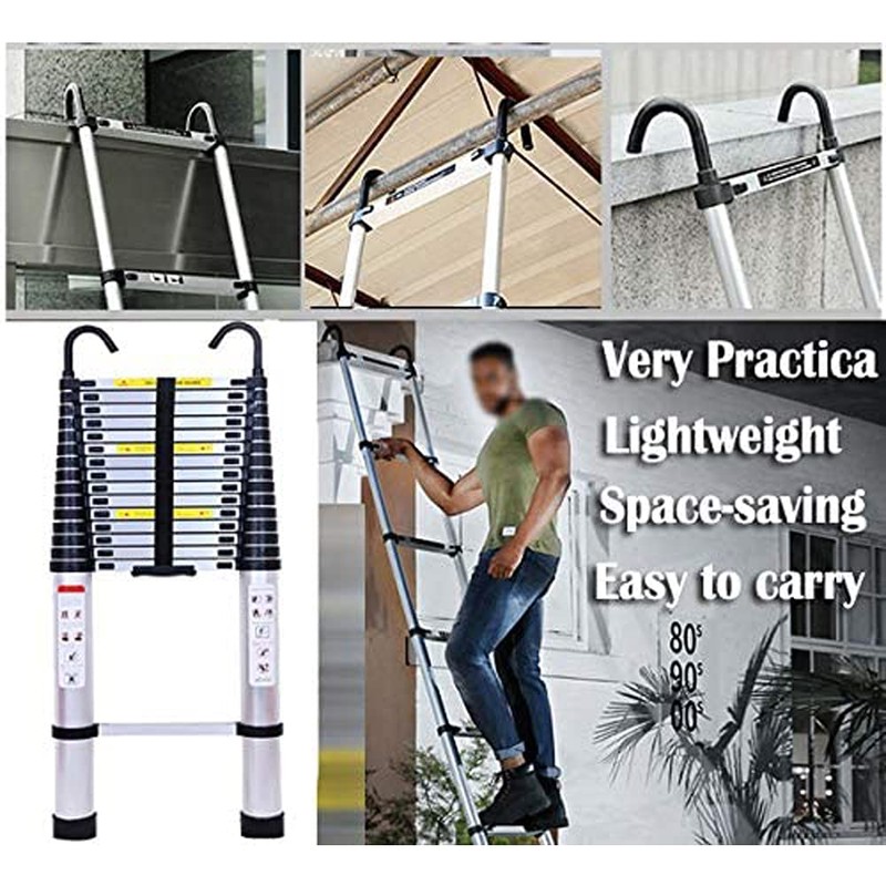 Telescoping Extension Ladder 6.2M/20.35ft Aluminium Extension Telescopic Ladder Multi-Purpose Foldable