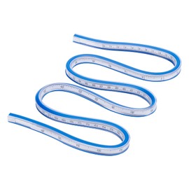 OLYCRAFT 92cm Curved Ruler Craft Ruler Tape Measure Flexible Measuring Soft Plastic Flexible Car Ruler Helix Drafting Drawing Measuring Tool Soft Plastic Tape Measure Ruler Blue/White