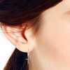 AeraVida Grid Pattern Cross Dangling Sterling Silver Hoop Earrings |