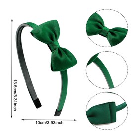AYNKH 3 Pieces School Bows Headbands Alice Bands, Girls Uniform Colours Ribbon Bow Set Hair Accessories Birthday Gift Green