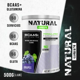 Aminoácidos Bcaas + Glutamina Green 500g 50 Servicios Sabor