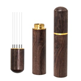 Zayin Espresso Coffee Stirrer, Portable Espresso Distribution Tool with Natural Wood Handle, 304 Stainless Steel Needle, 0.4 mm, 5 Needles, Espresso Stirrer for Barista, Cafés, Gift