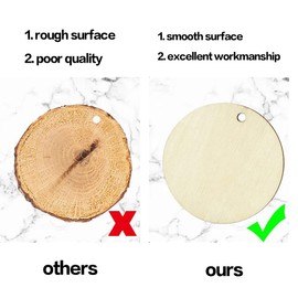 Pack of 50 Wooden Discs, Round Natural Wood Discs with Hole, Unfinished Wood Log Discs for DIY Crafts, Painting, Craft Decoration, 4 cm Diameter