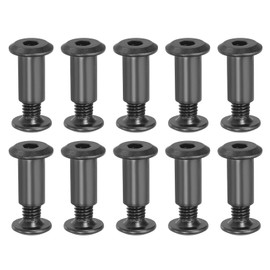 PATIKIL M6 x 10 mm Hex Chicago Screws, 20 Set Binding Screw Posts Connecting Hex Drive Socket Cap Bolt Nuts for Scrapbooks Leather Belt Album Photo Furniture Repair, Black