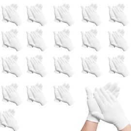 Asheyya 20 Pairs White Cotton Gloves, Washable Stretchable Cotton Gloves for Eczema Dry Hands Moisturising Men and Women