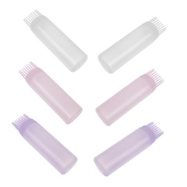 VICASKY 6pcs Hair Dyeing Bottles with Root Comb Applicator Sturdy Hair Dye Tools for Precise Application for Barbers and Home Use Safe and Practical Design