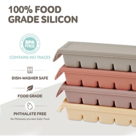 Firgi Silicone Freezer Trays with Lid, 1oz 6 Section - Leak Proof Silicone Freezer molds for Homemade Baby Food Breastmilk, Purees, Vegetables, Baby Food Jars Ice Tray with Lid BPA Free Indie Pink