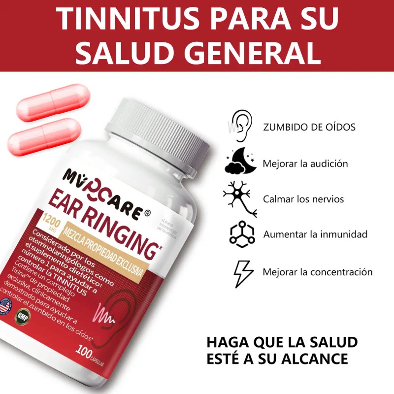 Mvpcare Alivio Zumbido Oídos 1200mg Suplemento Vitamina Complejo Bclínicamente Probado