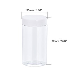 sourcing map Round Plastic Jars with White Screw Top Lid, 5oz/ 150ml Wide-mouth Clear Empty Containers for Storage, Organizing, 4Pcs