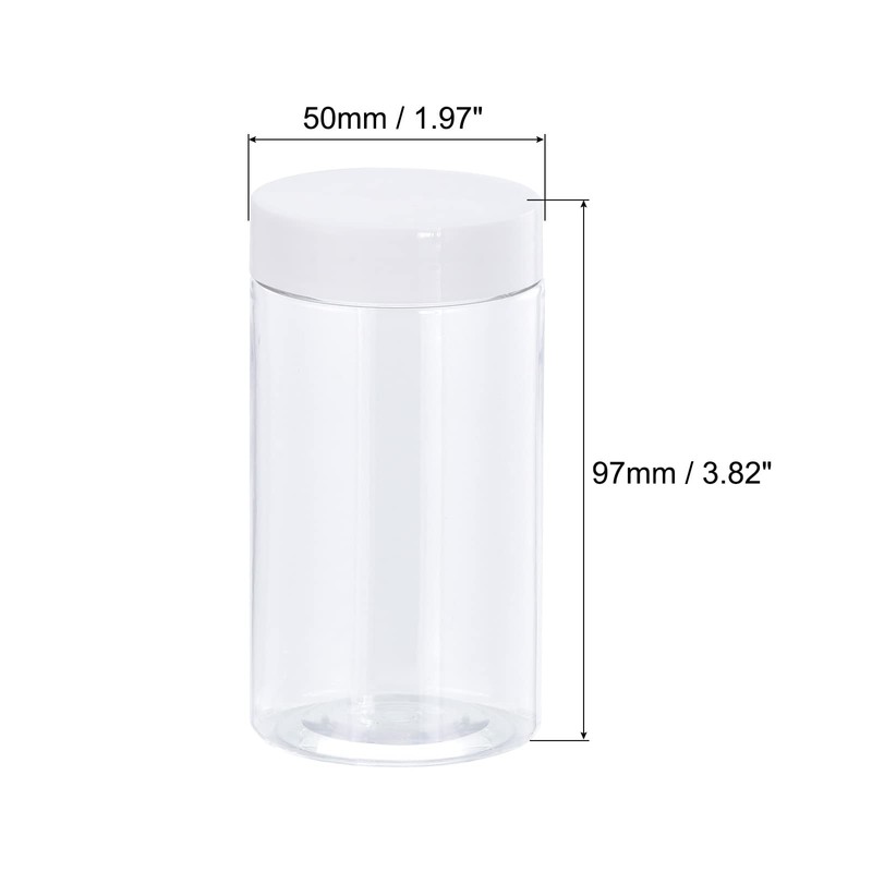 sourcing map Round Plastic Jars with White Screw Top Lid,