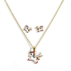 Spa Pure Unicorn Bath Bomb: for Girls with Necklace & Earrings gift,cutest Unicorn with hearts on cheeks, Gift Idea, Back to School, Necklace & Earrings, Stainless Steel enamel (White)