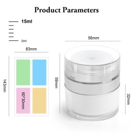 HOTUT Airless Pump Dispenser, Pack of 3, 15 ml Cream Pump Dispenser, Refillable Vacuum Cosmetic Container, Empty Lotion Pump Bottle with Lid for Travel Home Use