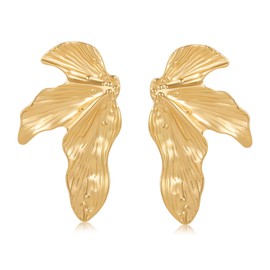 Vintage Leaf Flower Dangle Earrings, Geometric Statement Drop Jewelry