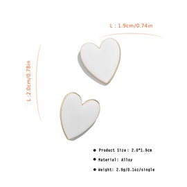 FUTIMELY Big Heart Stud Earrings for Women,Love Heart Earrings Valentine's Day Mother's Day Gift for Her 80 90s Retro Earrings Jewelry Gifts (White)