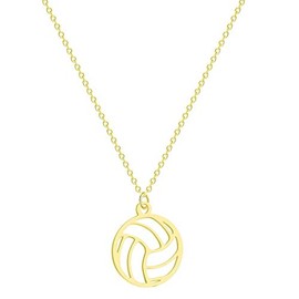 Caiyao Stainless Steel Hollow Gold Plated Volleyball Pendant Necklace for Sport Necklace Cute Geometric Sports Pendant Necklacefor Women Men