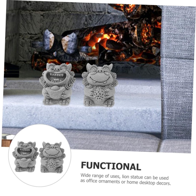 KONTONTY 2pcs Mini Lion Sculpture Lions Mane Adornment Statue Decor