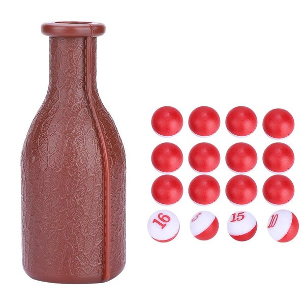 VGEBY Billiards Bottle, Billiard Kelly Pool Shaker Bottle Brown Pool Dice Billiards Accessory with 16 Numbered Tally Balls Pool Table Accessories