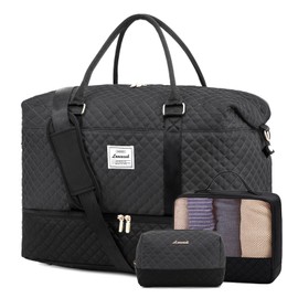 LOVEVOOK Travel Weekender Bag for Women, Large Carry on Overnight Bag with Shoe Compartment, Travel Duffle Bag Women, Yoga Gym Duffel Bag with Wet Pocket,Hospital Bags for Labor and Delivery,3 Pcs Set