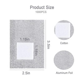 1000PCS Nail Polish Remover Foil Wraps, Nail Polish Remover Wrap with 1.18'' Pre-attached Lint Free Cotton Pads, Foil Wraps Aluminium Soak Off Gel Nail Polish Removal Tool Finger
