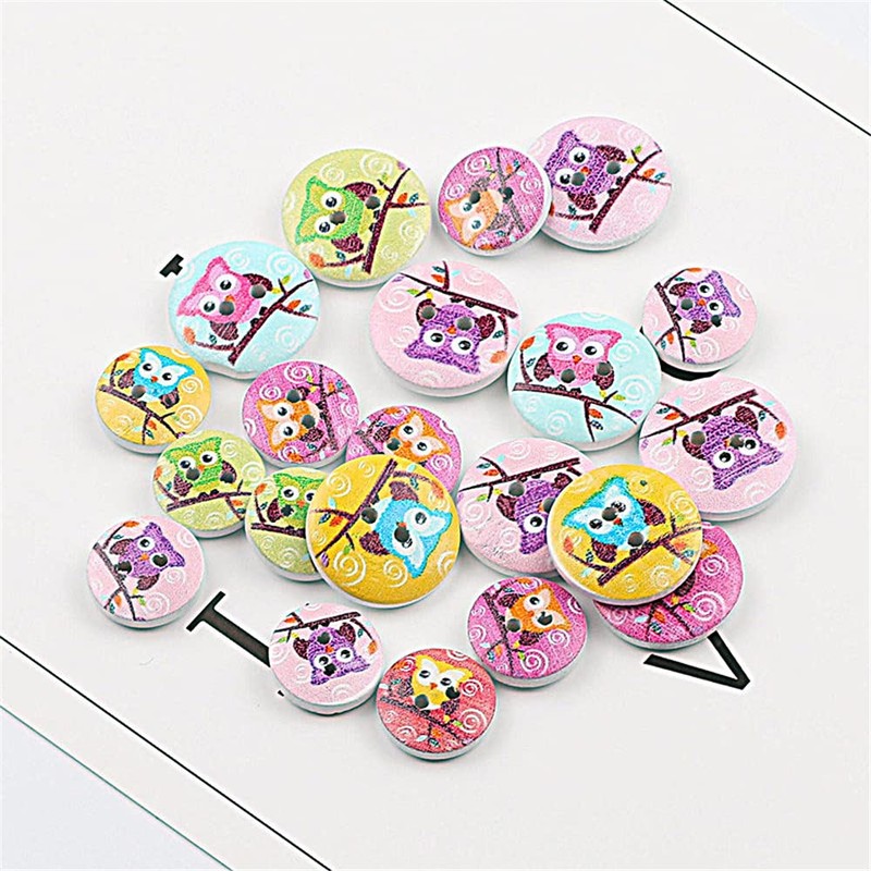 50 Pcs/Pack Wooden Buttons 2 Hole Cute Animals Button for