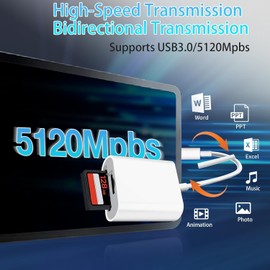 USB C SD TF Card Reader 2-in-1 High Speed High Capacity No Need to Download App Support Transfer Video, Picture, File Micro SD Card Reader Compatible Phone 15/16 Pro Max Pad Pro MacBook Pro/Android