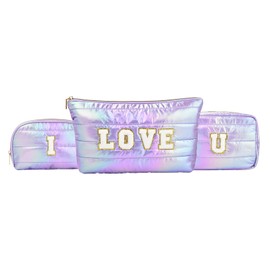 Hiroyuki Birthday Gifts for Women, Appreciation Inspirational Gift for Her, Friendship Thank You Gifts, ''I LOVE U'' Gift for Women, Friends, Sister, Mom-Large Capacity Makeup Pouches (3pcs, purple)