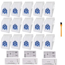 15 Packs Air Clean Dust Bags for Miele Vacuum Bags GN for Miele Classic C1, Complete C3, Complete C2, 3D Efficiency Bags with Protection Filters & AirClean Filter Compares to 10123210