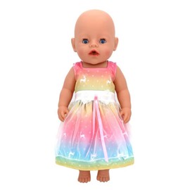 NIXNUT Doll Clothes Long Dress with Mesh Bowknot Graduated Color for American Girl Doll 18-inch