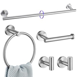 YACVCL 5 Pieces Brushed Nickel Bathroom Accessories, 27.5 Inch Bathroom Towel Holder SUS304 Stainless Steel, Towel Bar for Bathroom Wall Mounted, Bathroom Hardware Set, Bathroom Towel Holder Set
