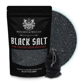 Black Salt for Protection Rituals & Wiccan Spells, Handcrafted Negative Energy Protection Crystals for Witchcraft, 14 Oz Bag, Witches & Wiccan Witchcraft Supplies