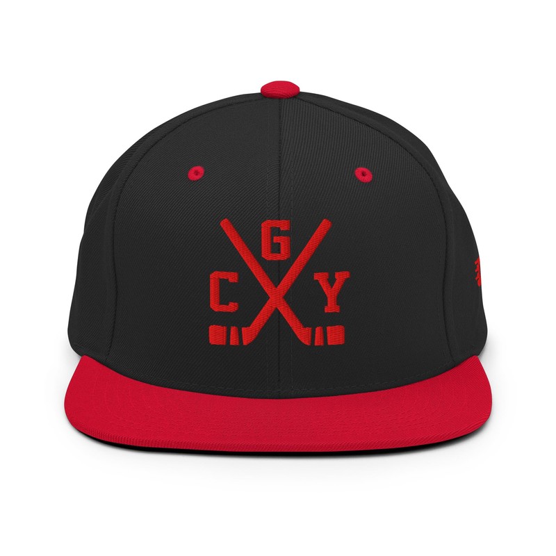 Calgary Hockey Sticks Retro CGY Snapback Hat Baseball Cap Black/Red